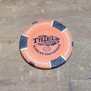 Harley-Davidson Poker Chip - Thiel's Wheels Upper Sandusky Ohio Orange Black